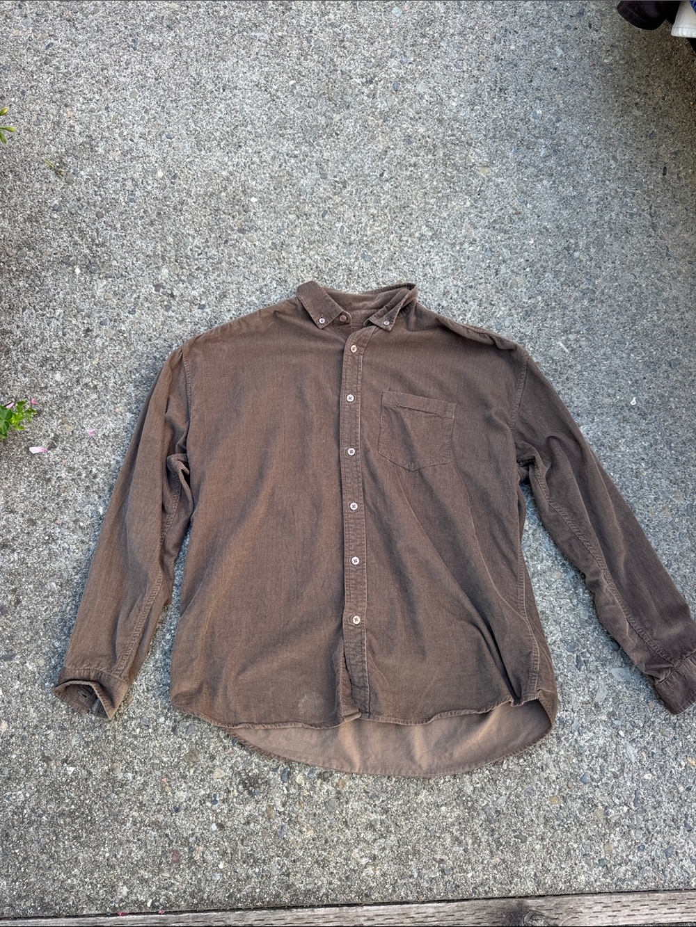 New Look from ASOS Men's Brown Button-Up Corduroy Shirt